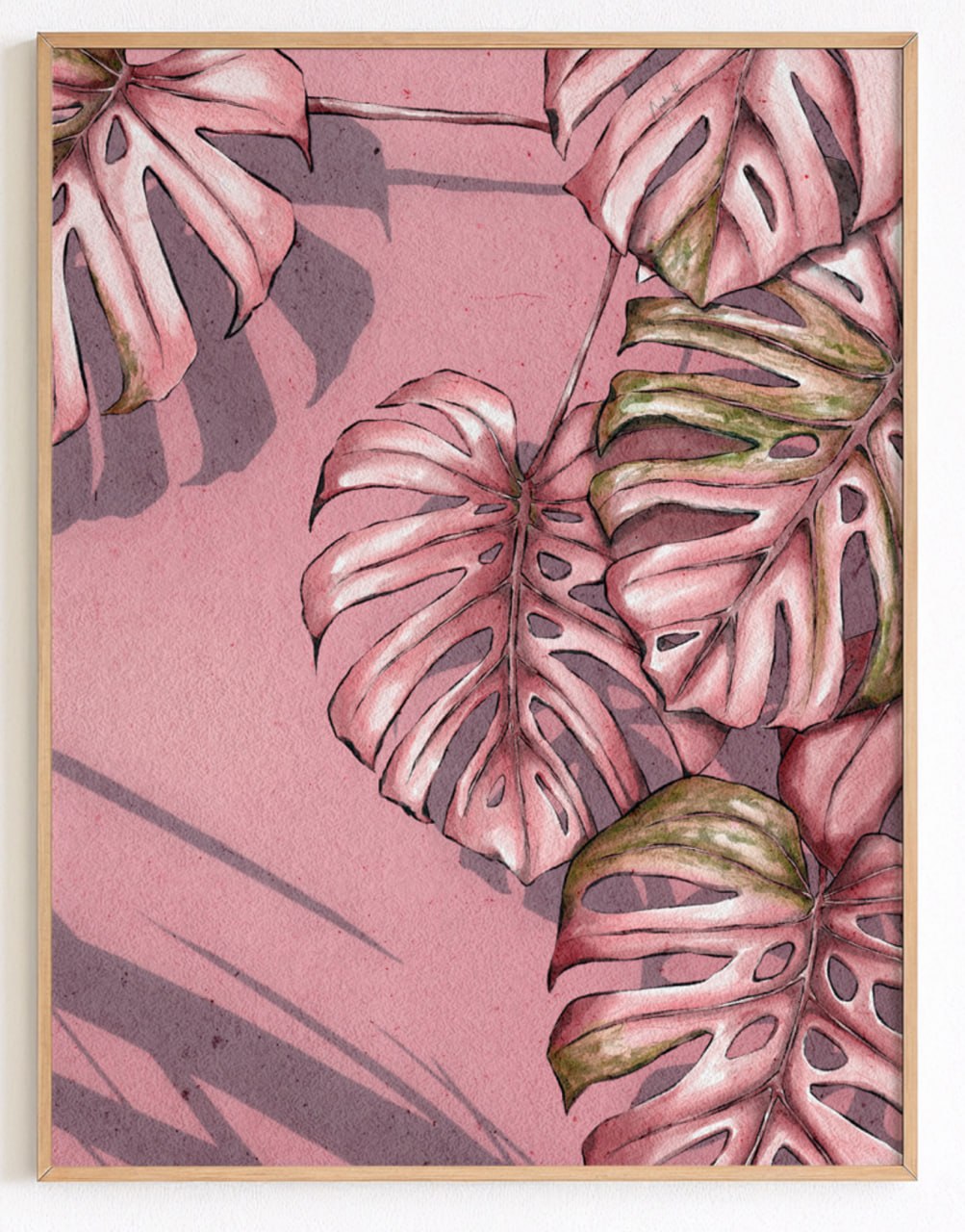 Monstera in Pink - Watercolor Illustration
